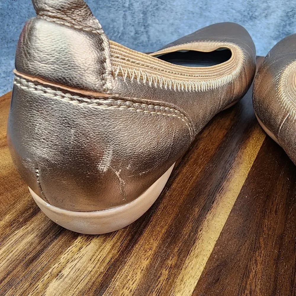 Dansko Ballet Flats Women 6.5 37 Rose Gold Leather Kristen Slip On Comfort Shoes